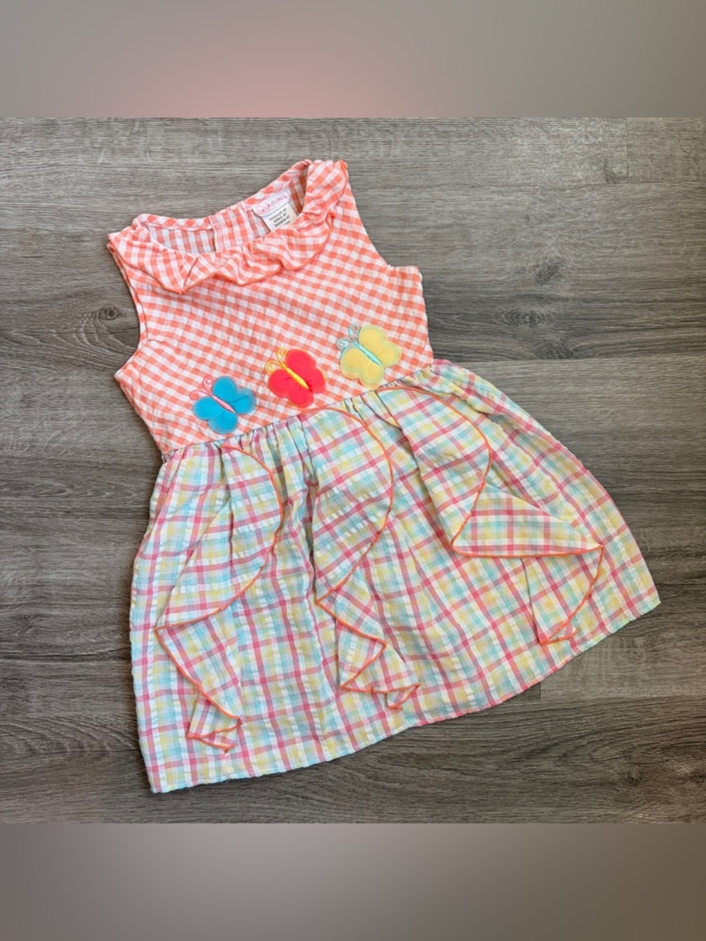 Youngland toddler girls butterfly plaid dress